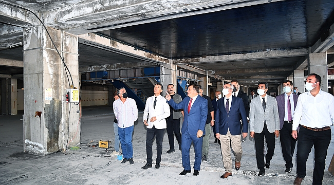 Başkan Gürkan, YİMPAŞ binasında incelemelerde bulundu